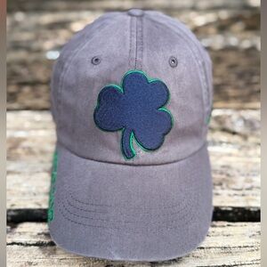 NEW Russell Athletic Notre Dame Irish Gray Cap w/ Navy & Green Clover Accent F1